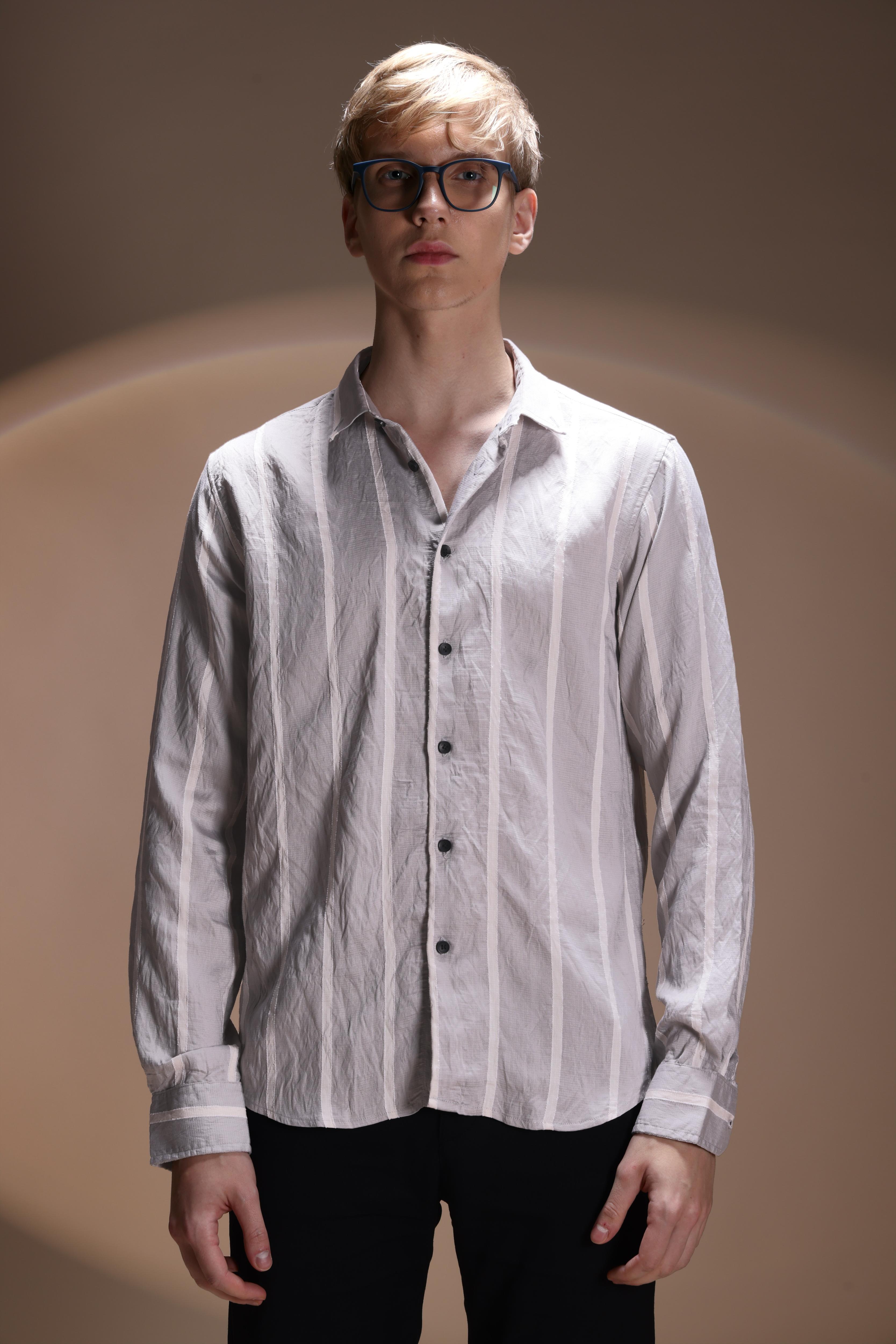REGULAR FIT STRIPE NYLON SHIRT
