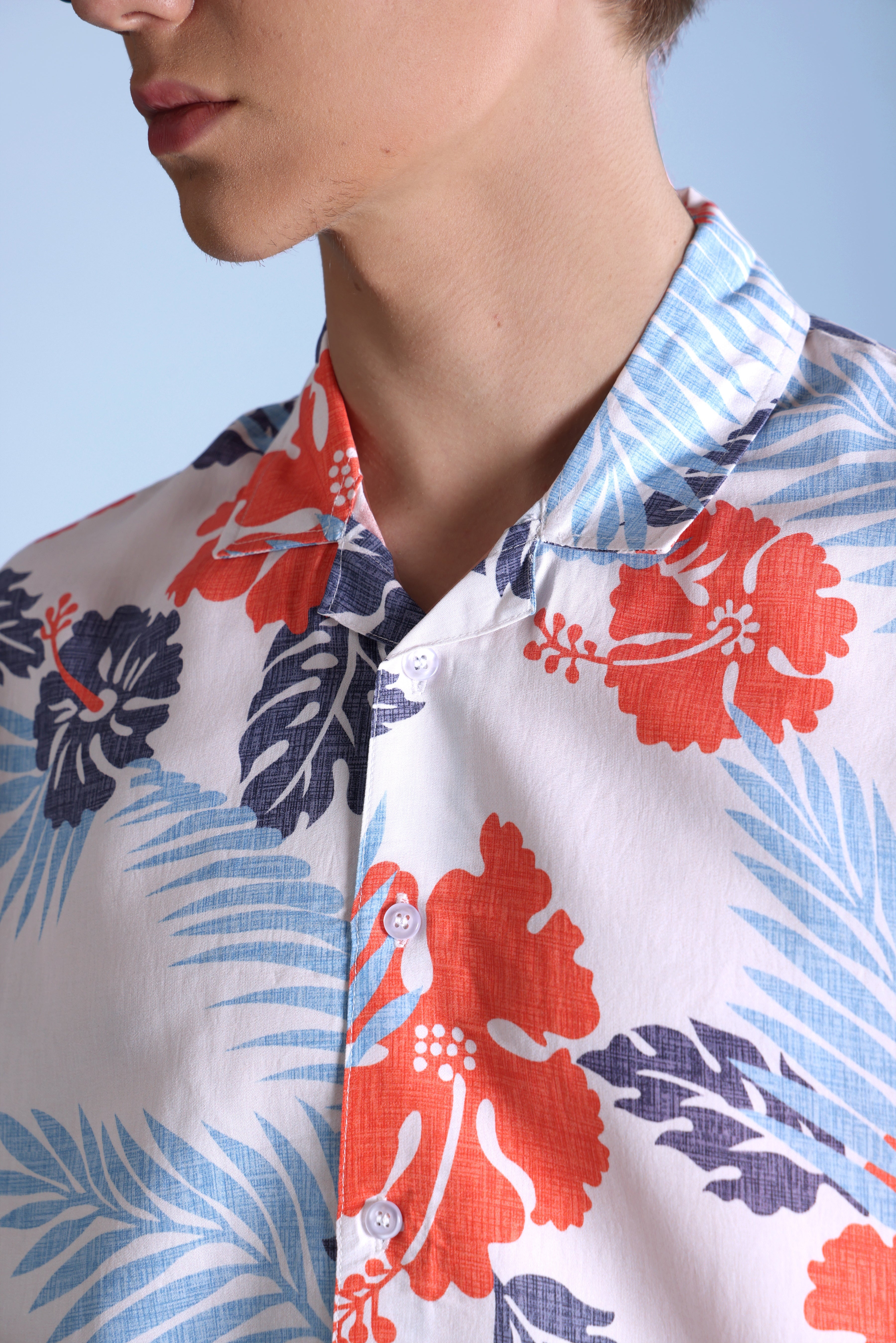 RETRO FLORAL PRINT VISCOSE RESORT SHIRT