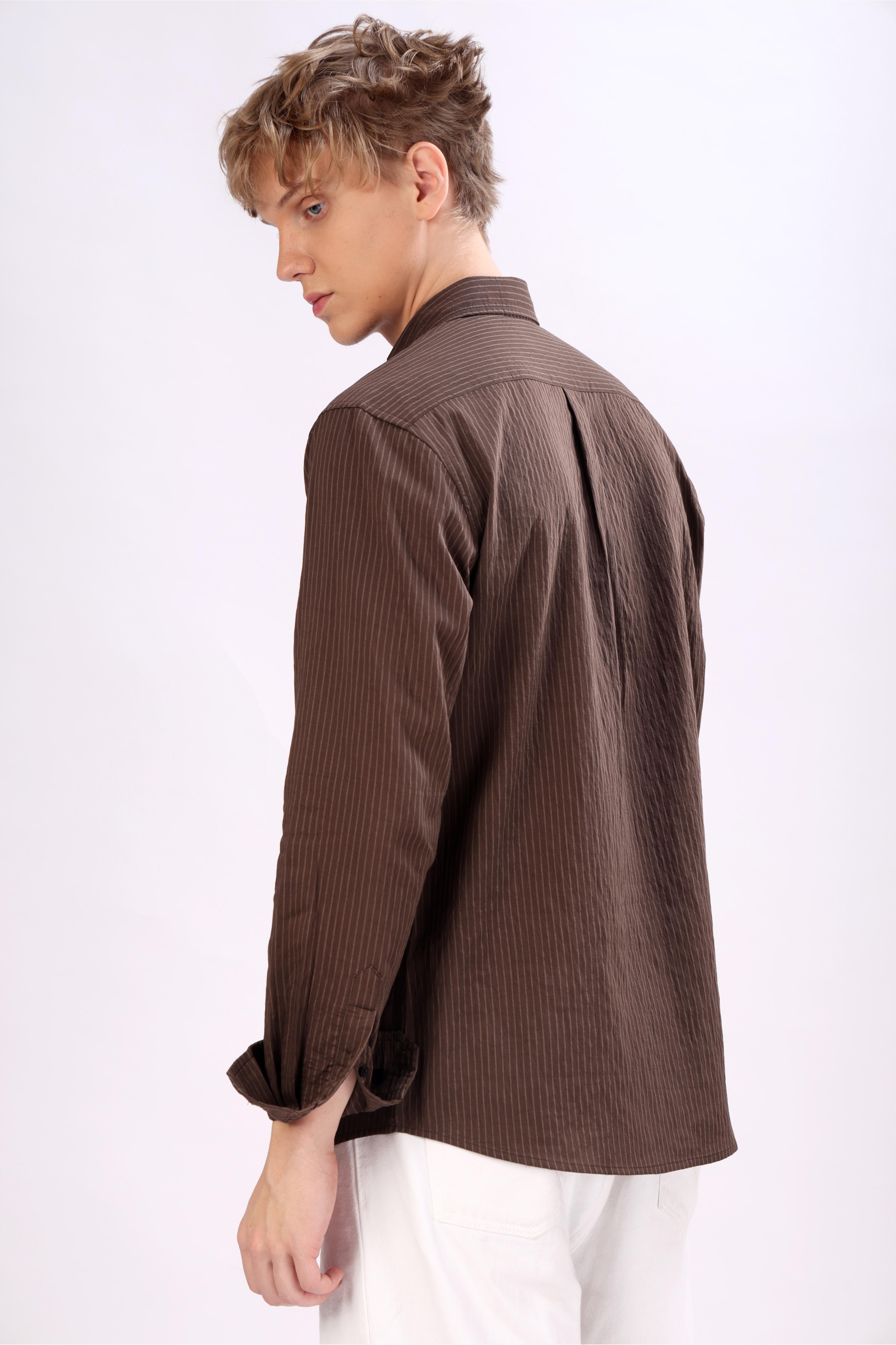 REGULAR FIT STRIPE VISCOSE COTTON SHIRT