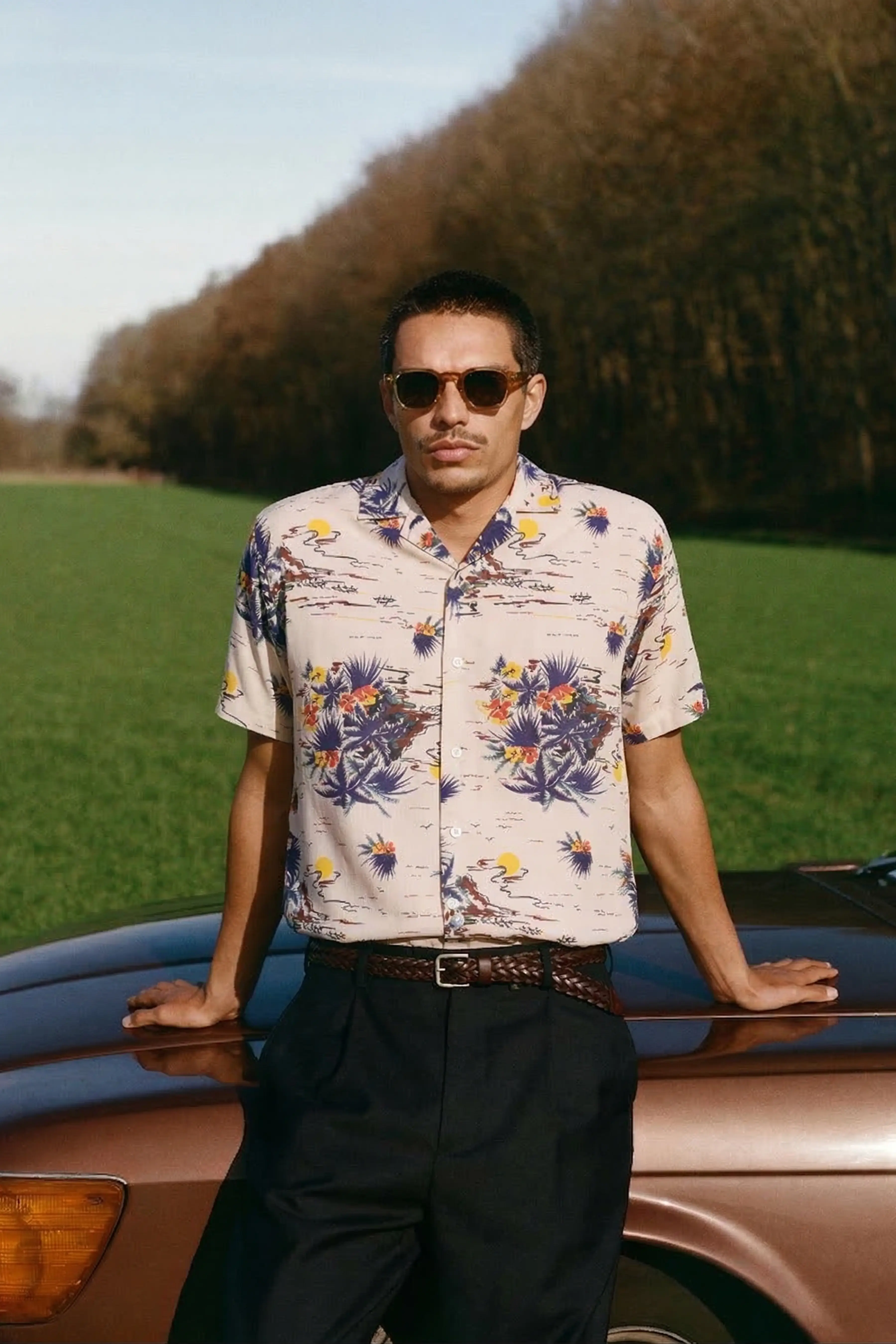 RETRO SUMMERY PRINT VISCOSE RESORT SHIRT