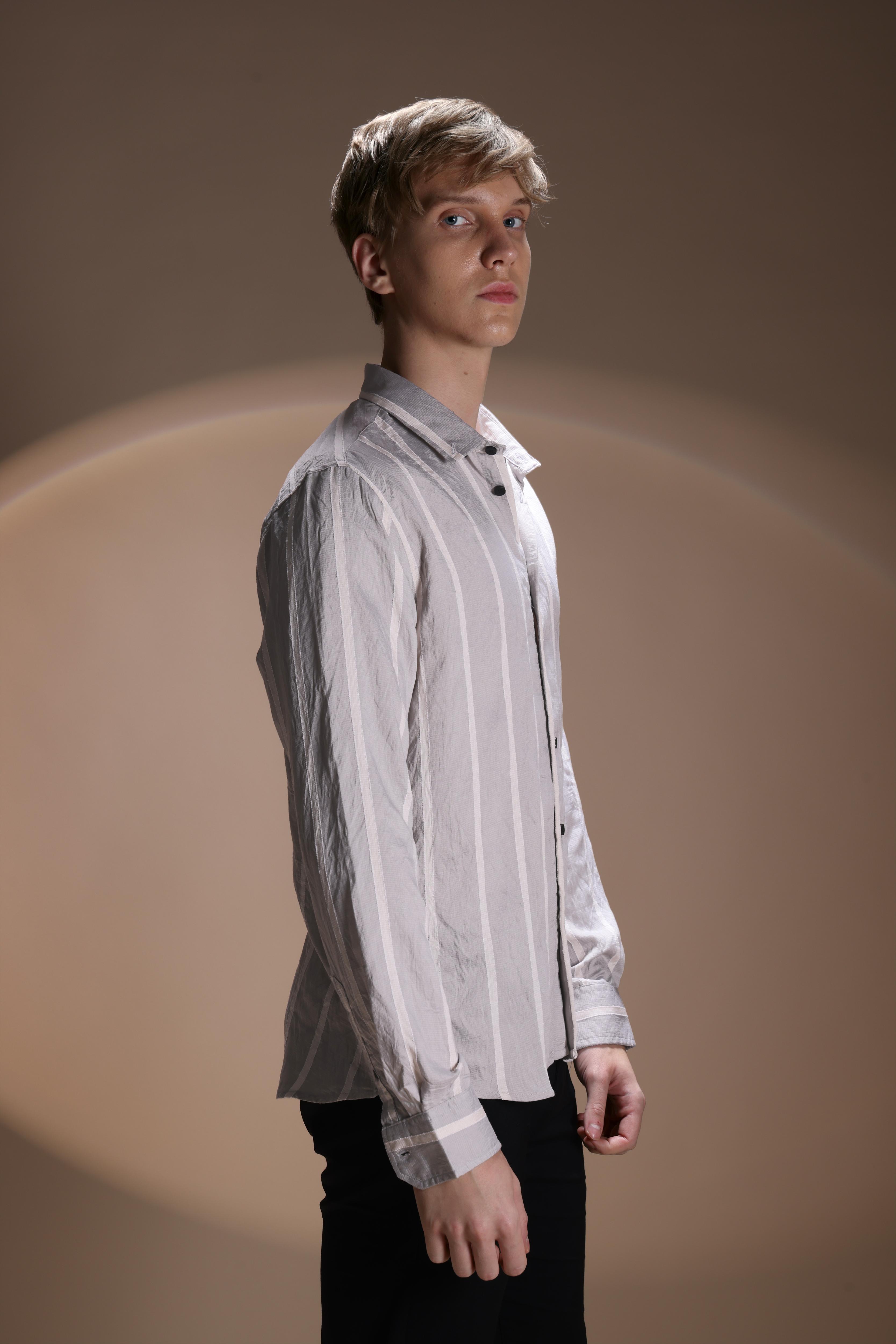 REGULAR FIT STRIPE NYLON SHIRT