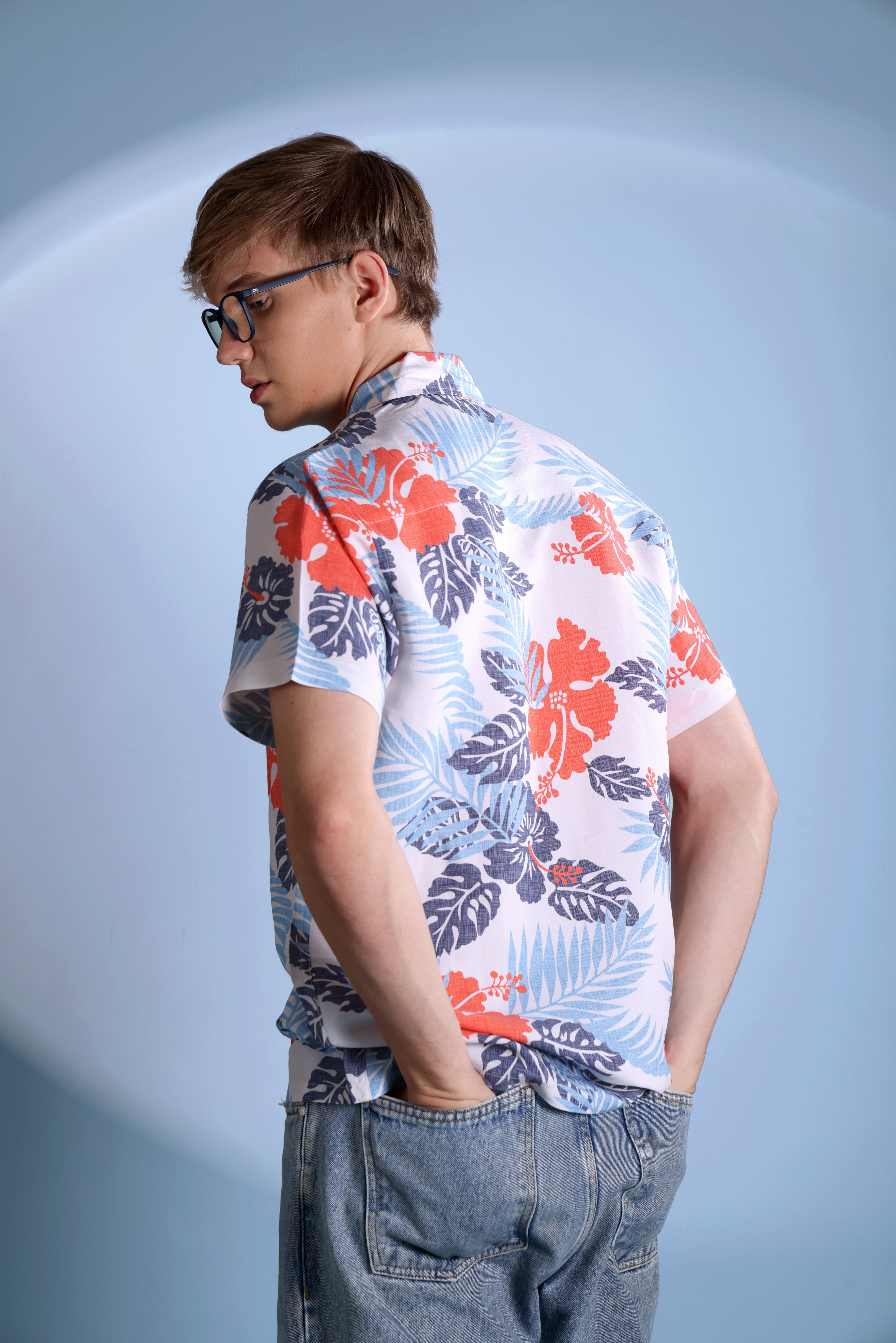 RETRO FLORAL PRINT VISCOSE RESORT SHIRT