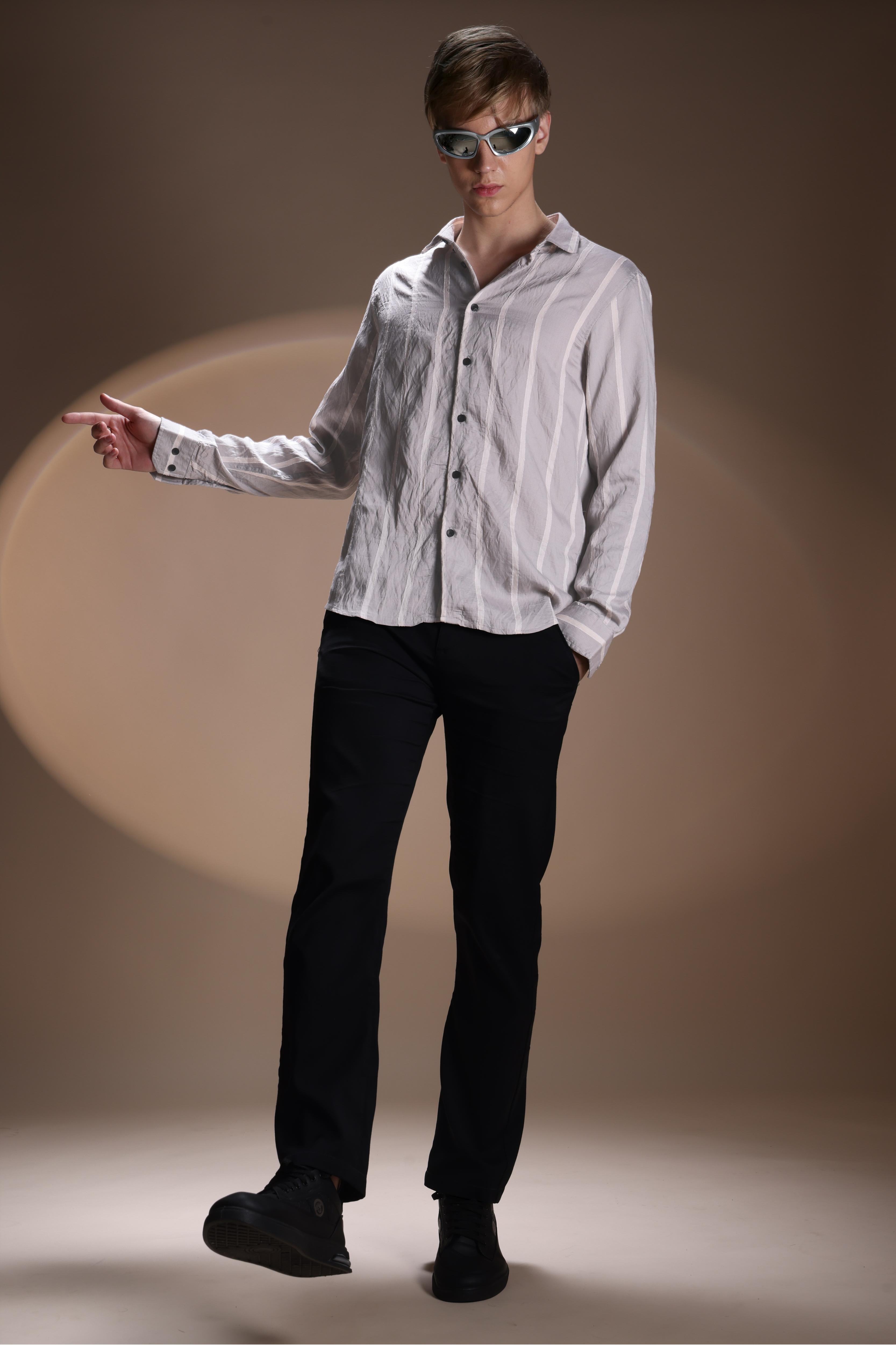 REGULAR FIT STRIPE NYLON SHIRT