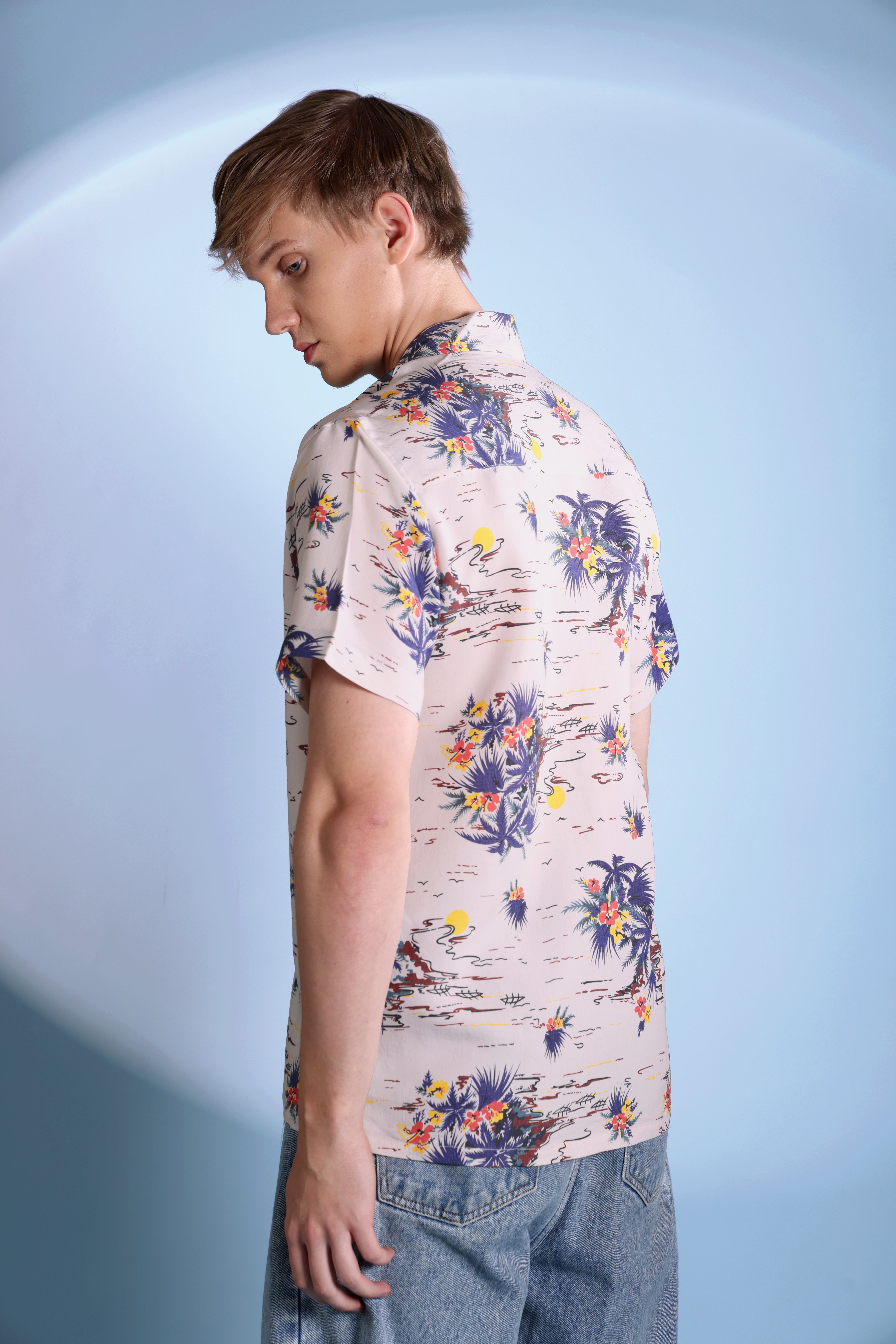 RETRO SUMMERY PRINT VISCOSE RESORT SHIRT