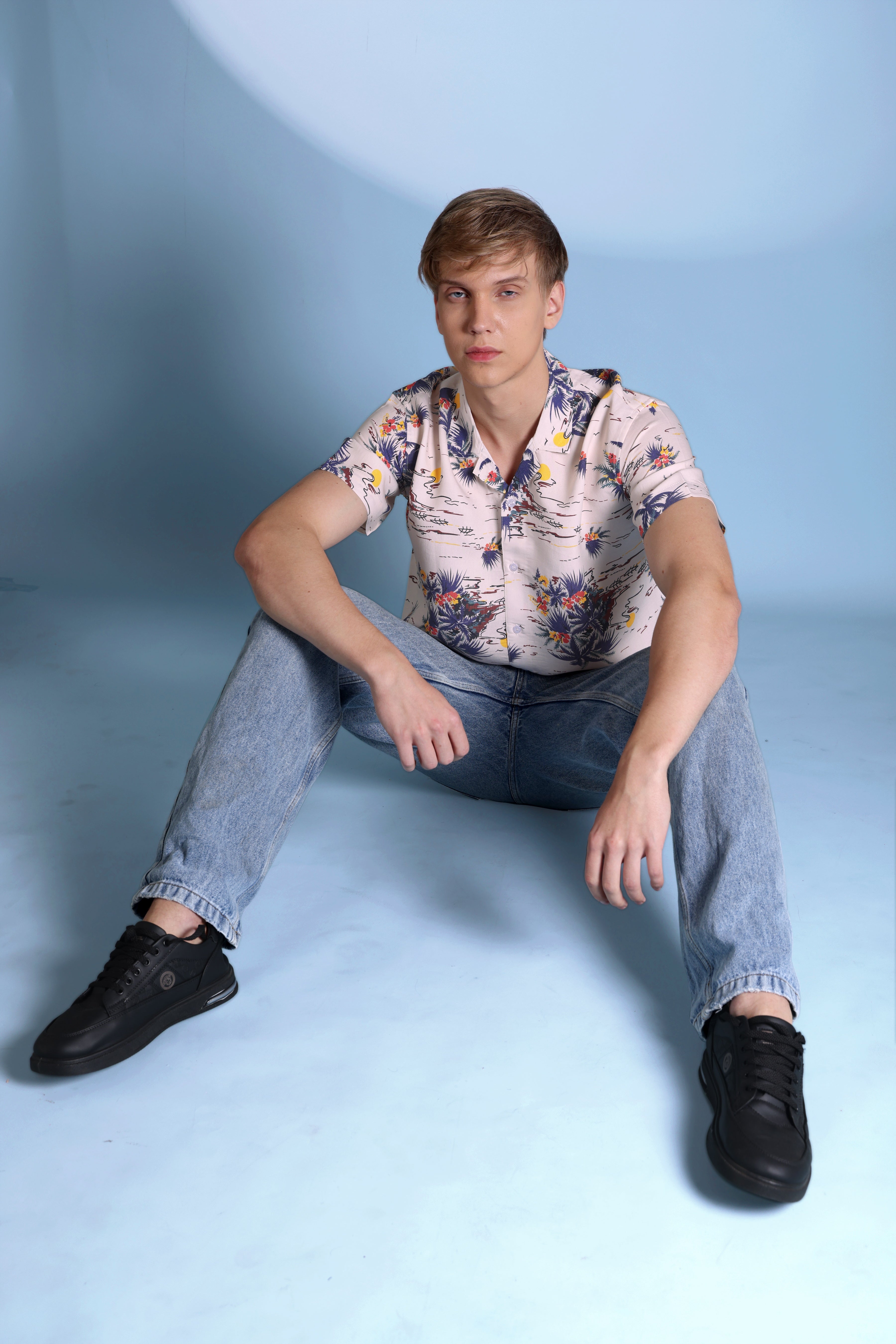 RETRO SUMMERY PRINT VISCOSE RESORT SHIRT