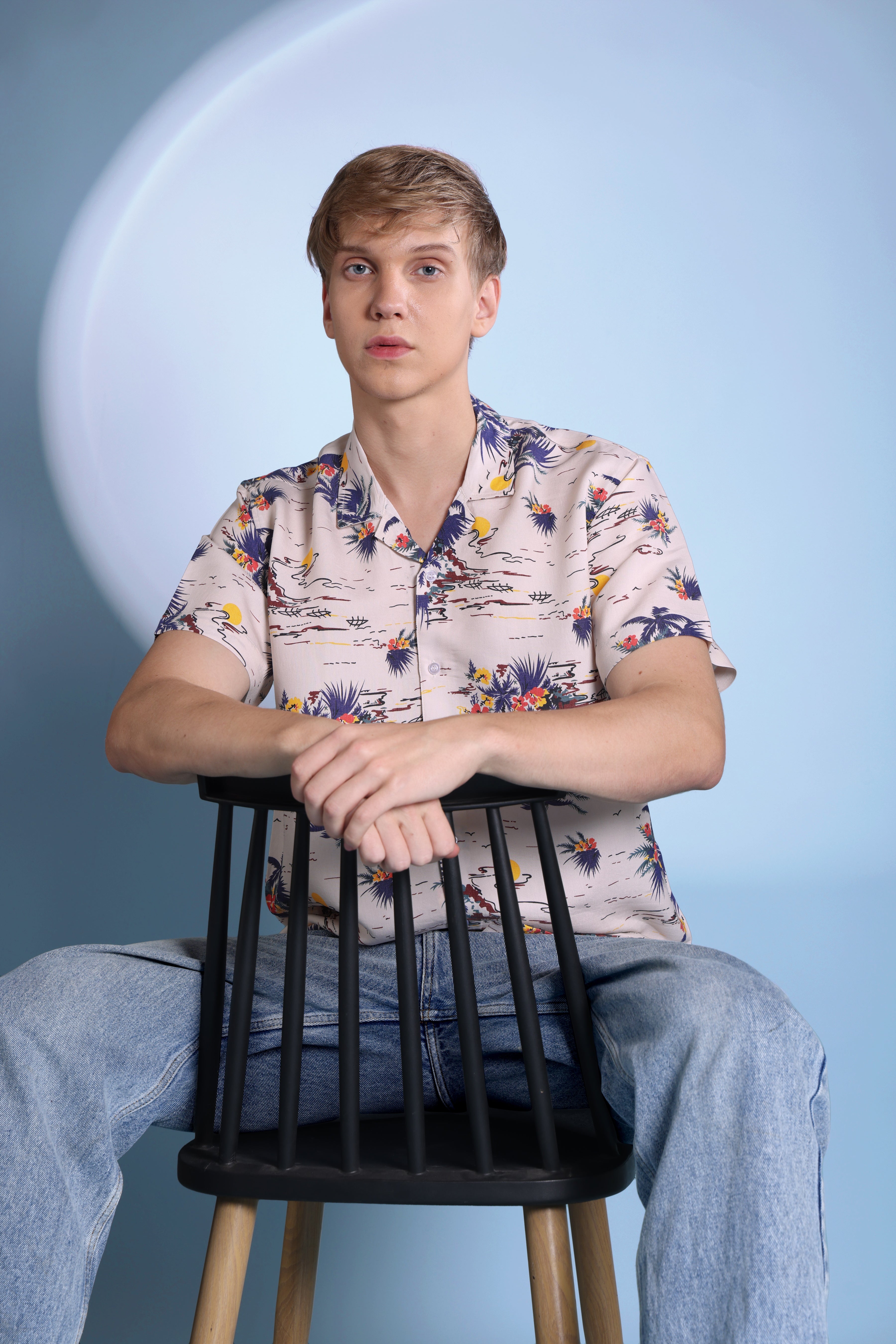 RETRO SUMMERY PRINT VISCOSE RESORT SHIRT