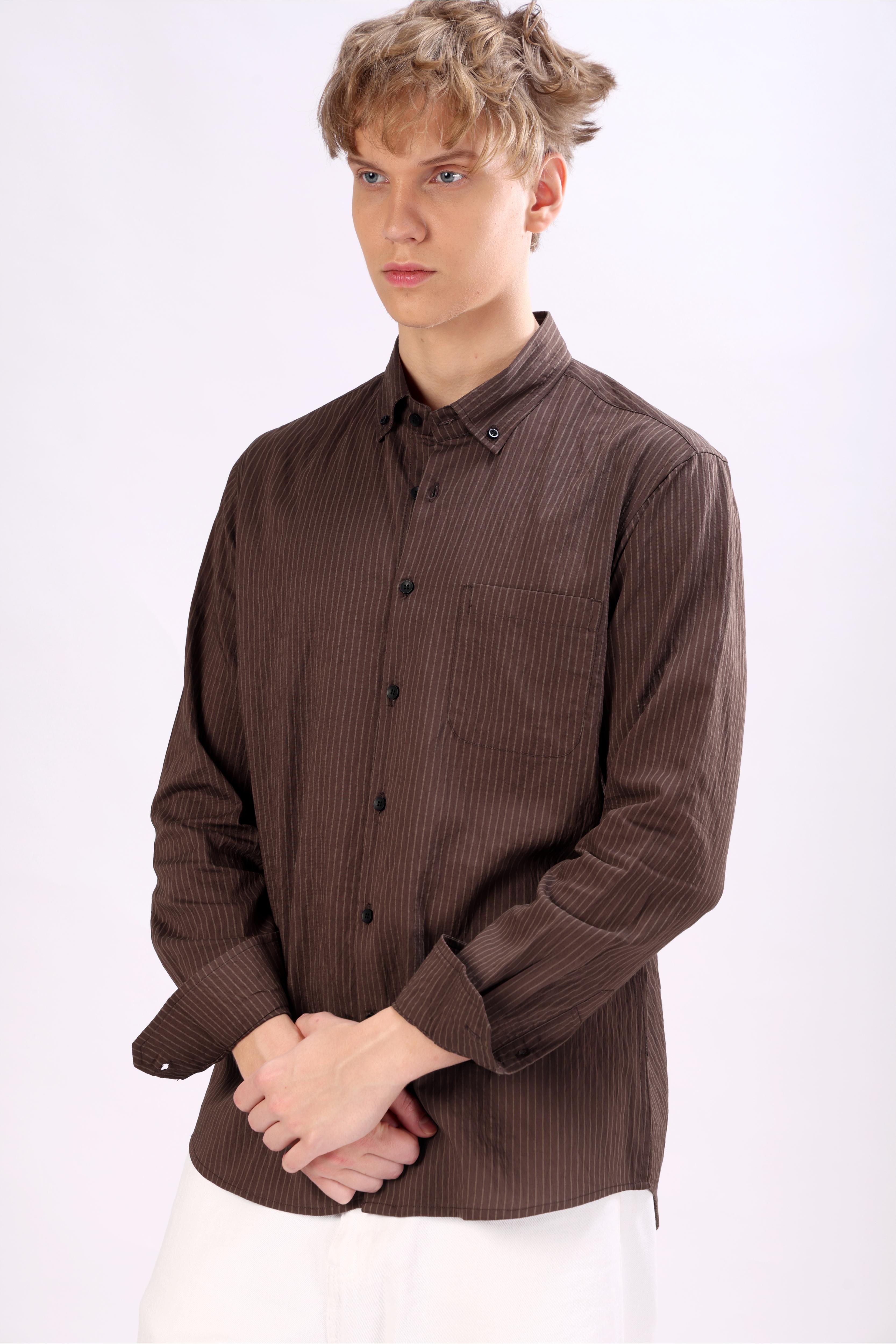 REGULAR FIT STRIPE VISCOSE COTTON SHIRT