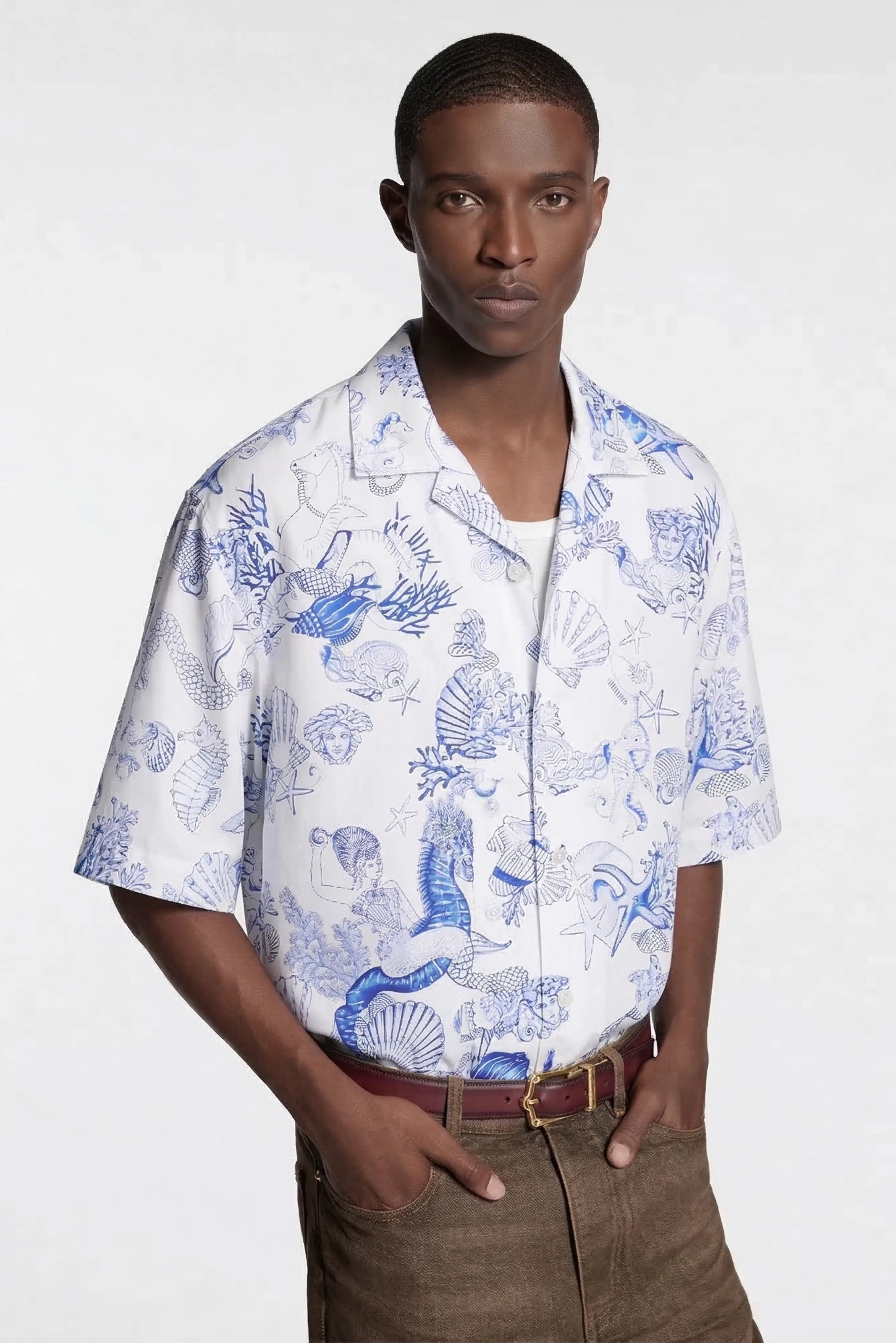 CORAL THEATRE PRINT VISCOSE RESORT SHIRT